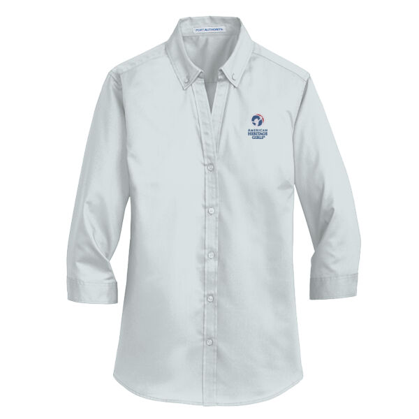 Embroidered American Heritage Girls - Ladies 3/4 Sleeve SuperPro Twill Shirt Thumbnail